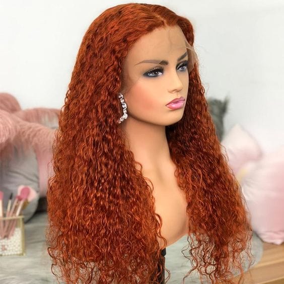 Orange Ginger red Curly high light Wig 100% virgin human Hair hd transparent Lace Frontal  Wave Ginger deep Curly Lace Front Wig