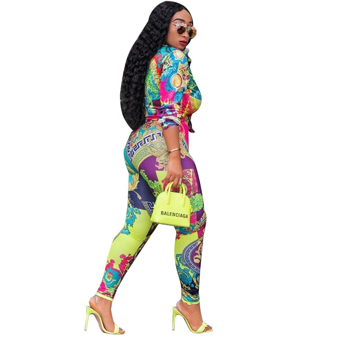 OUDINA Boutique In Stock Fashion Womens Clothing Digital Printing Two Piece Set Women's Sets