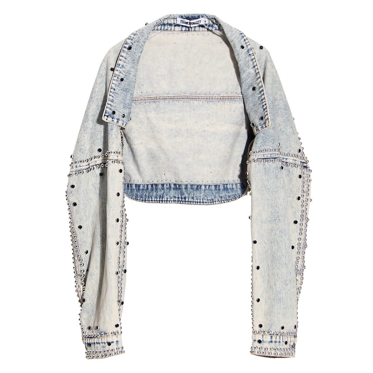 OUDINA Fashion Shawl-style Casual Loose Jacket Women's Cropped Jackets Studded Denim Jean Jacket