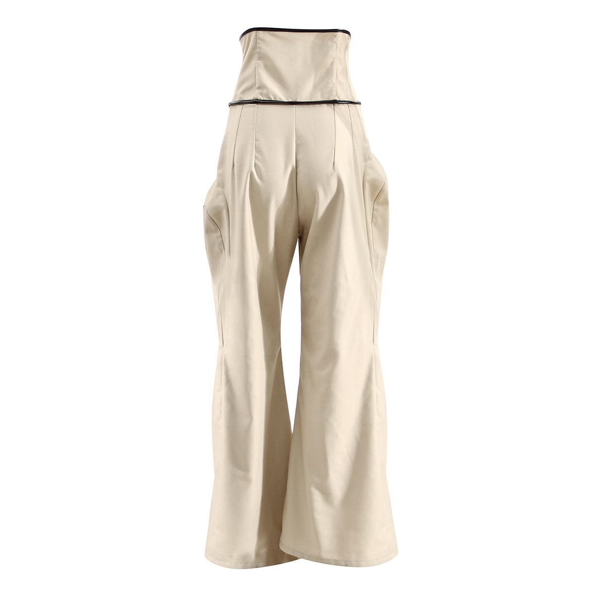 OUDINA Guangzhou Original Design Female Adjustable Fishbone  Women Casual Wide Leg Pants High Waist Khaki Trousers For Ladies