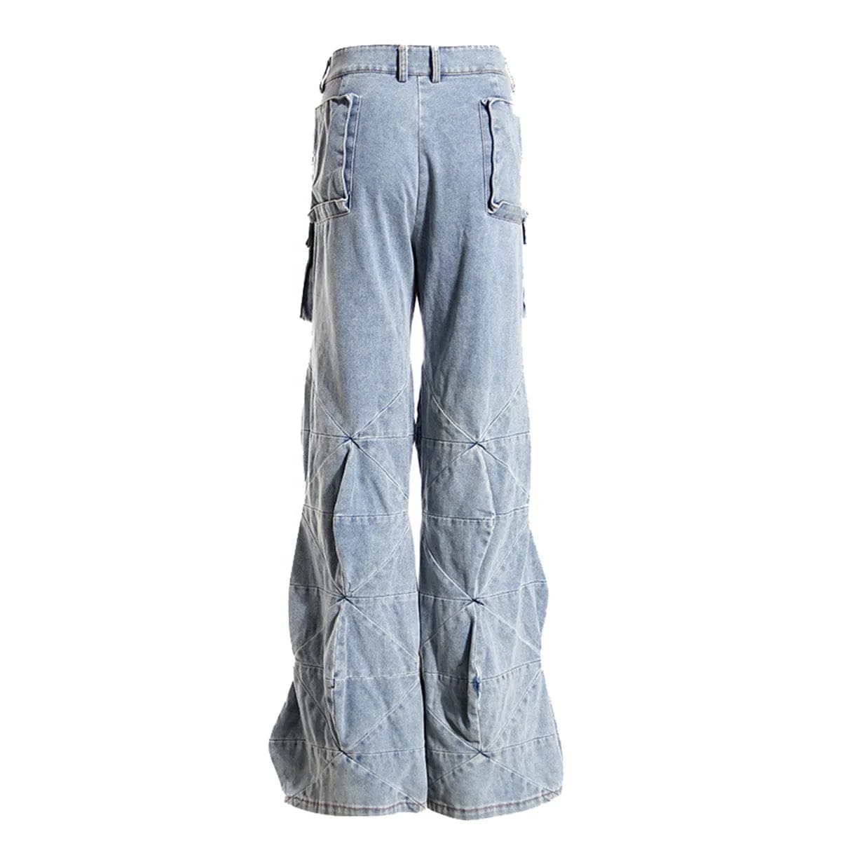 OUDINA Hot Girl Zipper Jeans Trousers 3D Deconstructed Cutting Wide Leg Pants Cargo Pants For Women