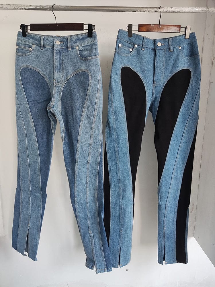 OUDINA New Stylish Wholesale Patchwork High Waist Pants Denim Skinny Women's Jeans & Trousers