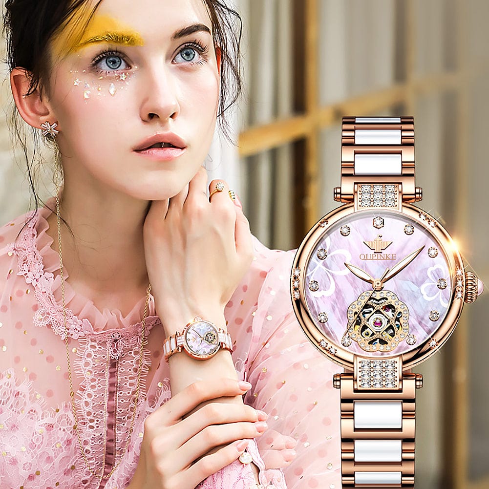 OUPINKE 3183 Women Watches in Wristwatches Automatic Mechanical Women Gold Watch