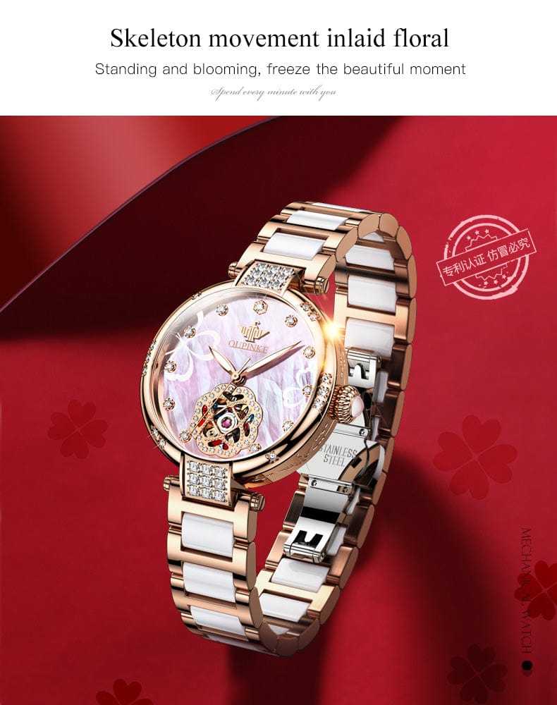 OUPINKE 3183 Women Watches in Wristwatches Automatic Mechanical Women Gold Watch