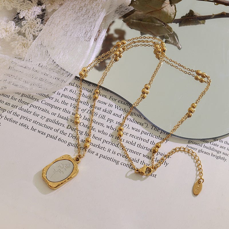 P133 gold necklace 45 5cm New Woman Choker Magic Mirror Rose Pendant Necklace Clavicle Chain Christmas Gift