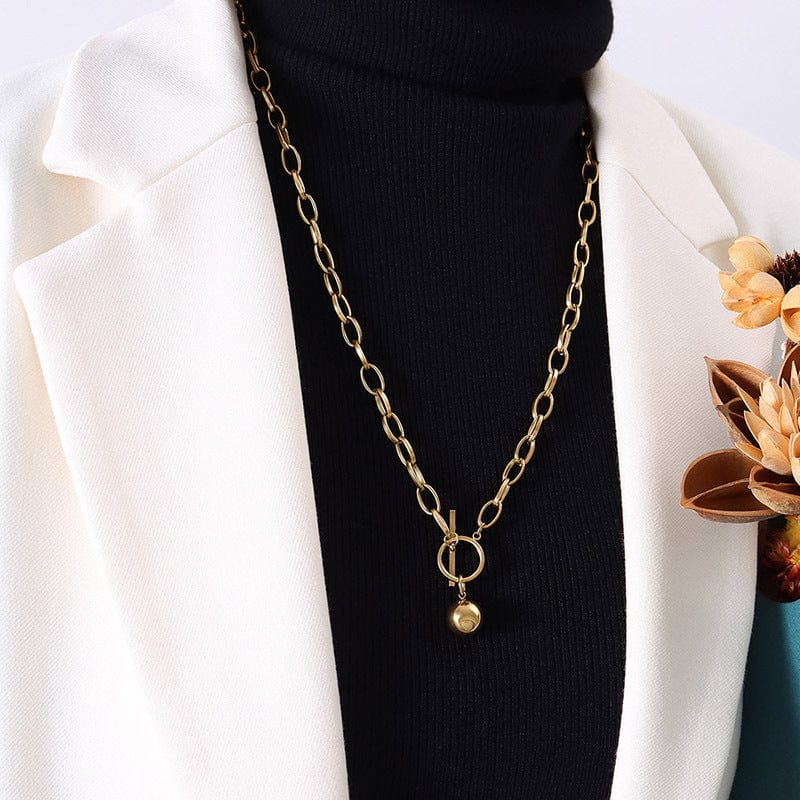 P353 rose gold OT buckle necklace 60cm OT Buckle Necklaces for Women Fashion Creative Round Beads Wedding Jewelry Fine Gifts