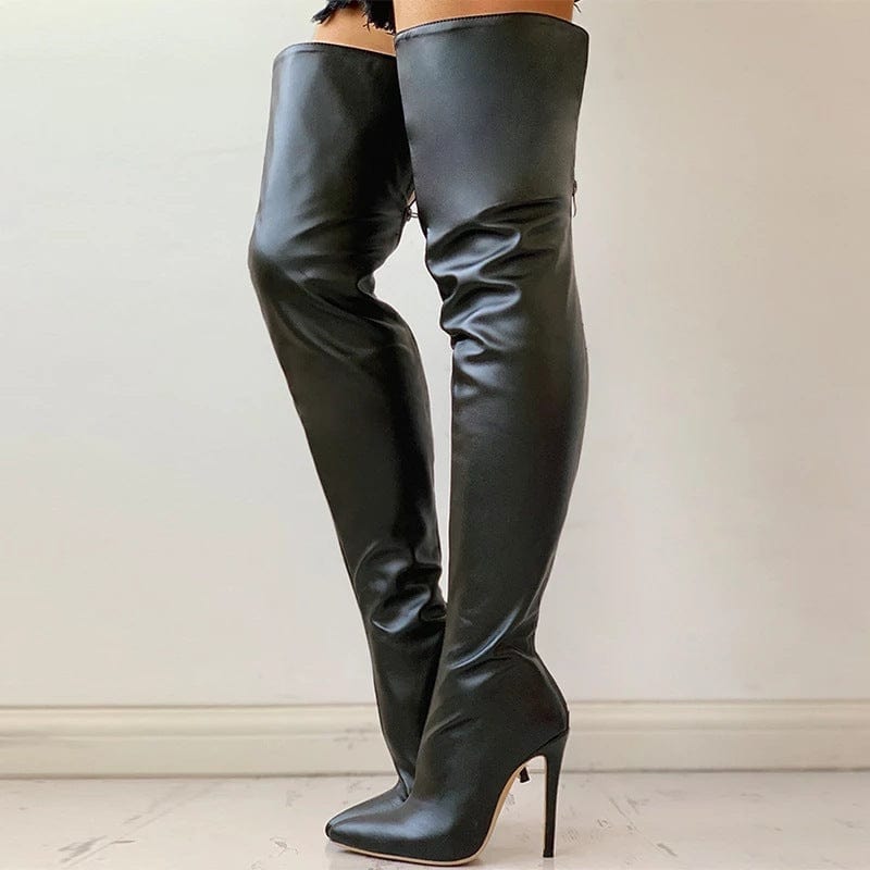 PDEP 2022 new arrival of ladies knee high boots black zip up high heel sexy boots for women