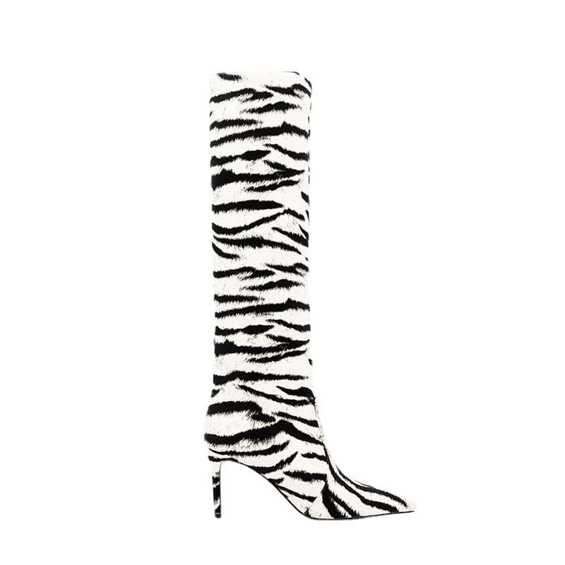 PDEP high quality luxury  animal print women boots 2022 pointed toe fashion ladies leopard high heel boots