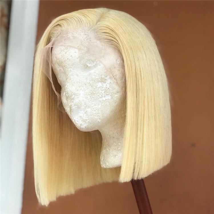 Perruque Cheveux Humain Hair Blonde #613 130% Density Short Bob Wigs with Baby Hair Lace Front Wig