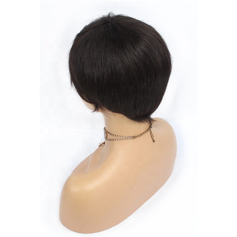 pictures length / Black Capless Wigs Short Straight No Lace Wig Human Hair Machine Made Wig