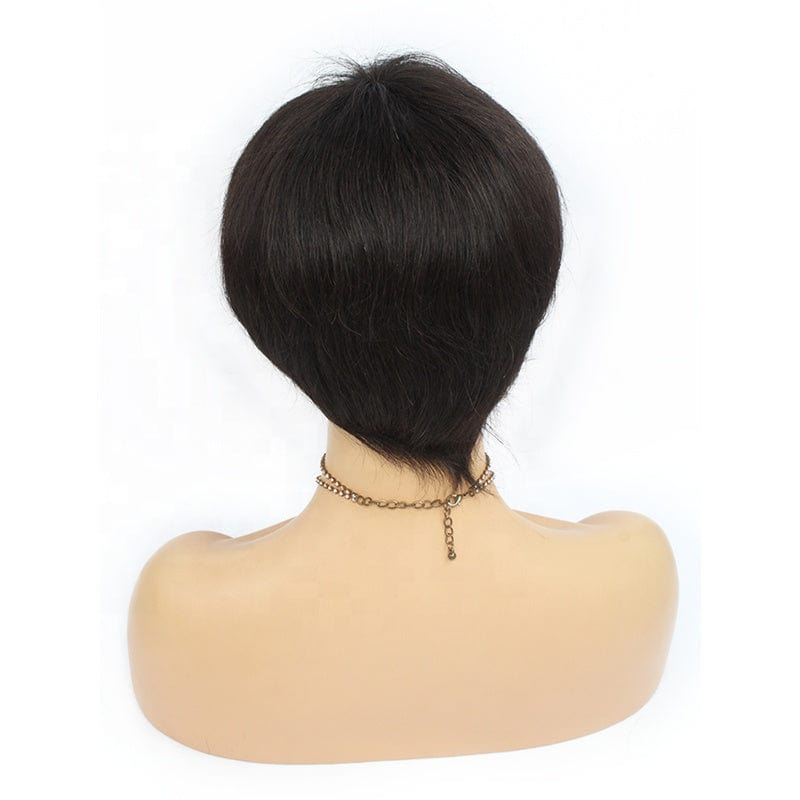 pictures length / Black Capless Wigs Short Straight No Lace Wig Human Hair Machine Made Wig