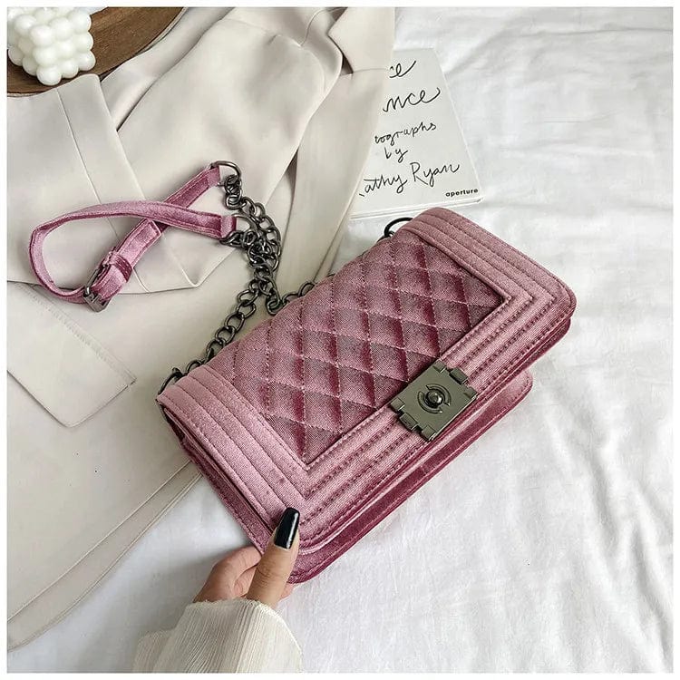 Pink BM9123 New Arrivals Winter Purse Female Ladies Designer Purse Chain Handbags For Women Hand Bags Fall Purses Velvet Handbag