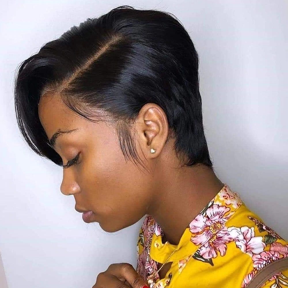 Pixie Cut Short Lace Front Human Hair Wigs For Women 13X4x1 T-part wig Straight Lace Front Natural Remy 150 Brazilian