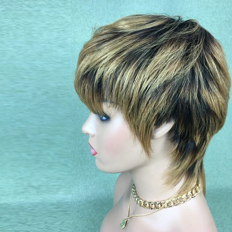 Pixie Cut wig Black 1b/27 Honey Blonde Short Virgin Human Hair None lace Machine made wigs