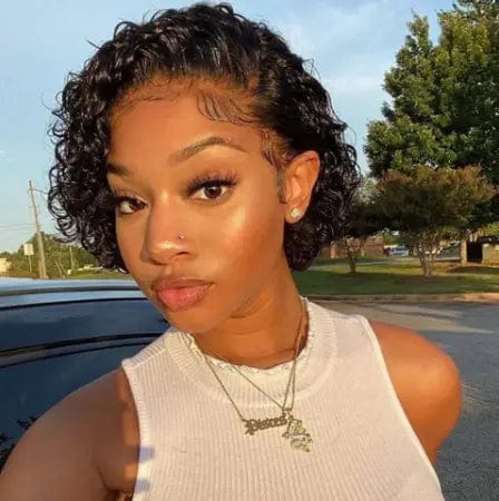 Pixie Cut Wig Short Curly Human Hair Wigs 180 Density Full Lace Wig With  Remy Brazilian  For Women Have Natural Hairline