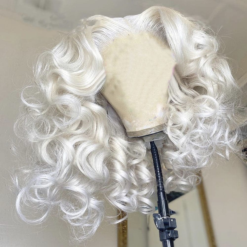 Platinum Blonde Deep Curly Human Hair Wig Pre Plucked Loose Wave Short Bob Wig 13x4 Lace Front Human Hair Wigs For Black Woman