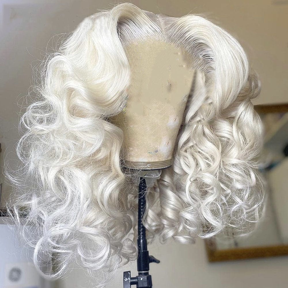 Platinum Blonde Deep Curly Human Hair Wig Pre Plucked Loose Wave Short Bob Wig 13x4 Lace Front Human Hair Wigs For Black Woman