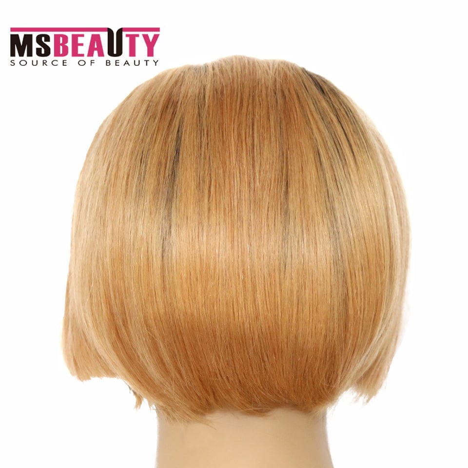 popular pixie human hair wig brazilian pixie cut wig short 1B/27 2Tone Ombre colour Bob lace front wig with wholesale price