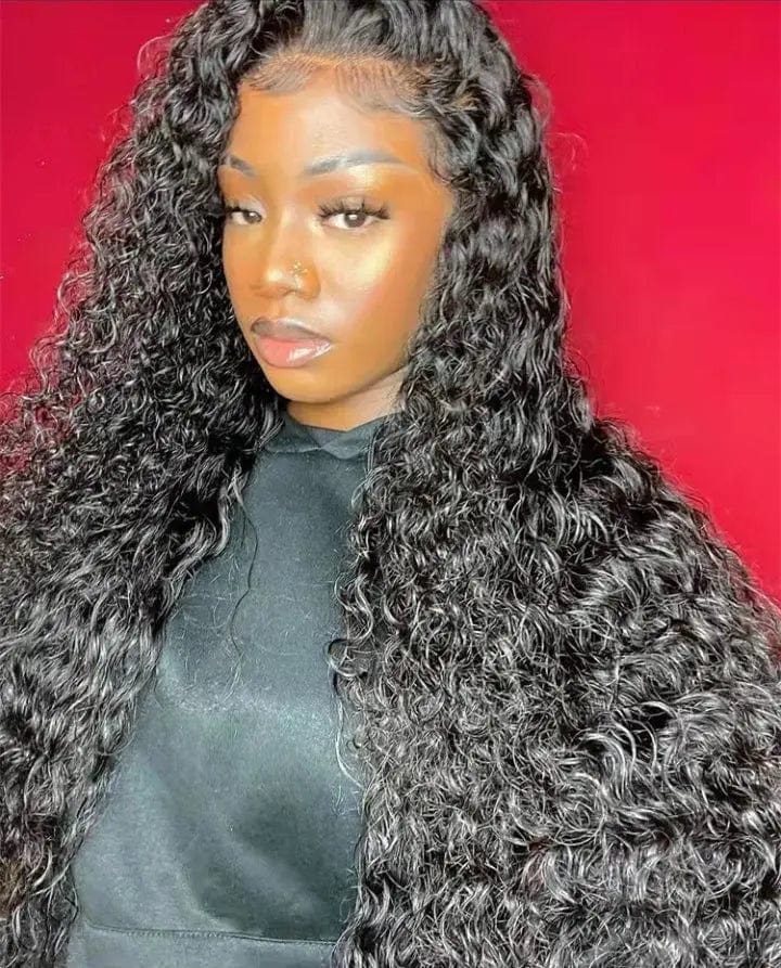 Pre Plucked Curly and Wet Wigs Natural Black Water Wave Human Hair13*4 Lace Front Wigs for Black Women