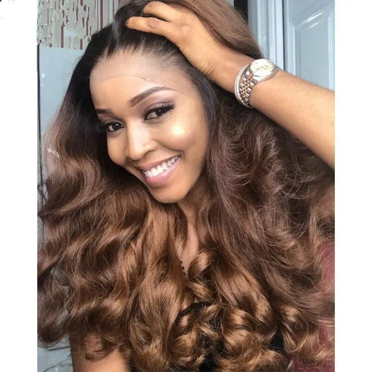 Pre Plucked High Density Exotic Loose Wave Wig Brown Ombre Bleached Knots Cuticle Aligned Lace Front Wigs