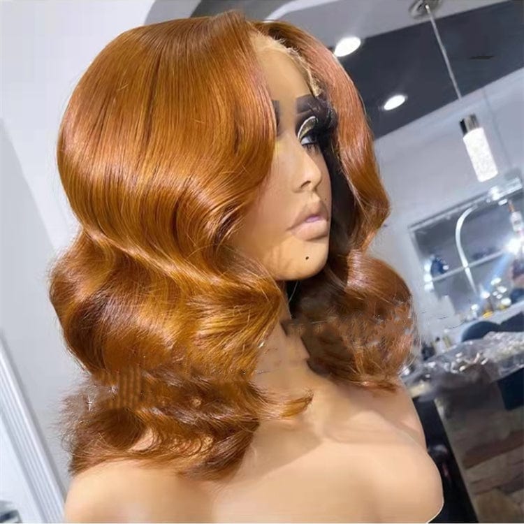 Pre Plucked Honey Brown Wave Short Bob Wig Full Ends Remy Health Human Hair Swiss Lace Front Wigs