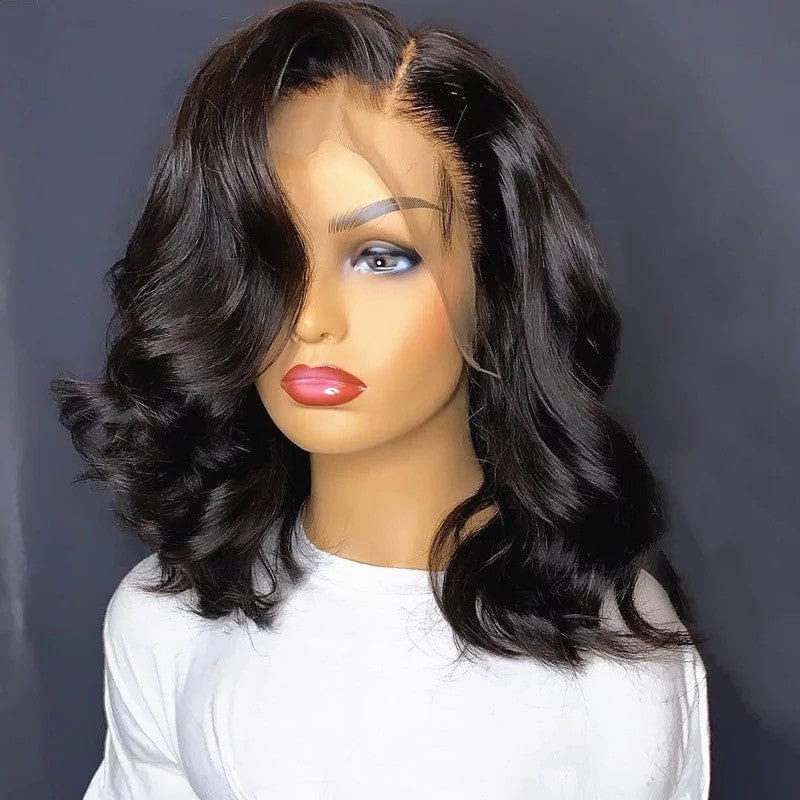 Pre Plucked Honey Brown Wave Short Bob Wig Full Ends Remy Health Human Hair Swiss Lace Front Wigs