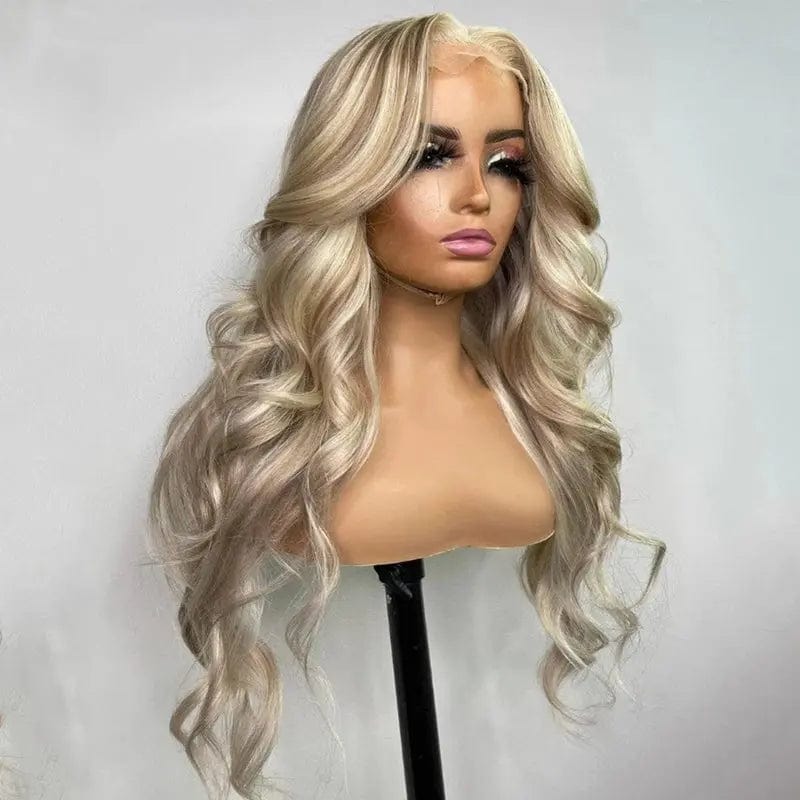 Pre plucked Ombre Blonde Cuticle Alighed Human Virgin Hair 13*4 Transparent HD Lace Front Wigs