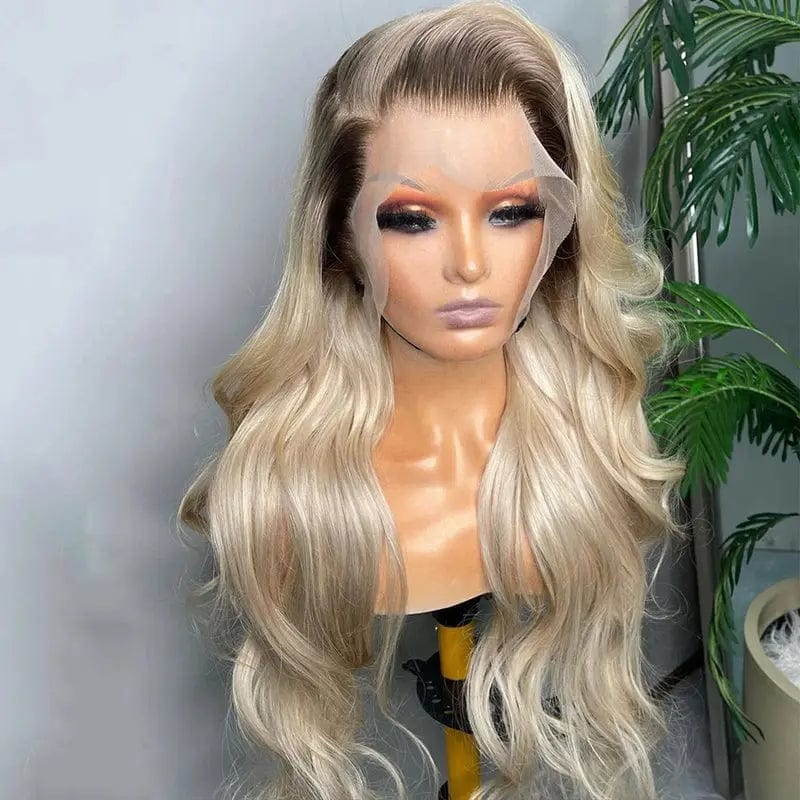 Pre plucked Ombre Blonde Cuticle Alighed Human Virgin Hair 13*4 Transparent HD Lace Front Wigs