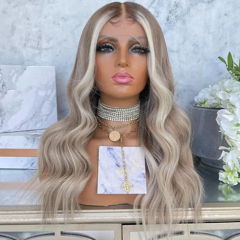 Professional Hair Vendors Highlight  Blonde Human Virgin Hair 13*4 Transparent HD Lace Front Wigs