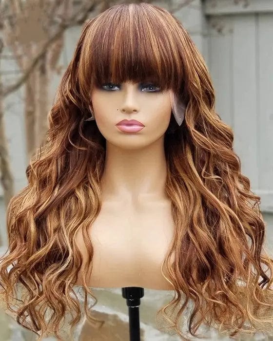 Professional Hair Vendors Highlight Brown Human Virgin Hair 4*4 Transparent HD Lace Closure Wigs