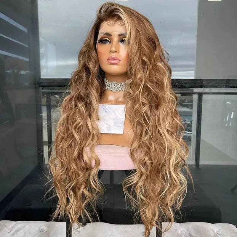 Professional Hair Vendors Highlight Brown Human Virgin Hair 4*4 Transparent HD Lace Closure Wigs