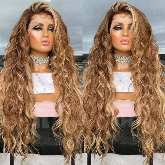 Professional Hair Vendors Highlight Brown Human Virgin Hair 4*4 Transparent HD Lace Closure Wigs