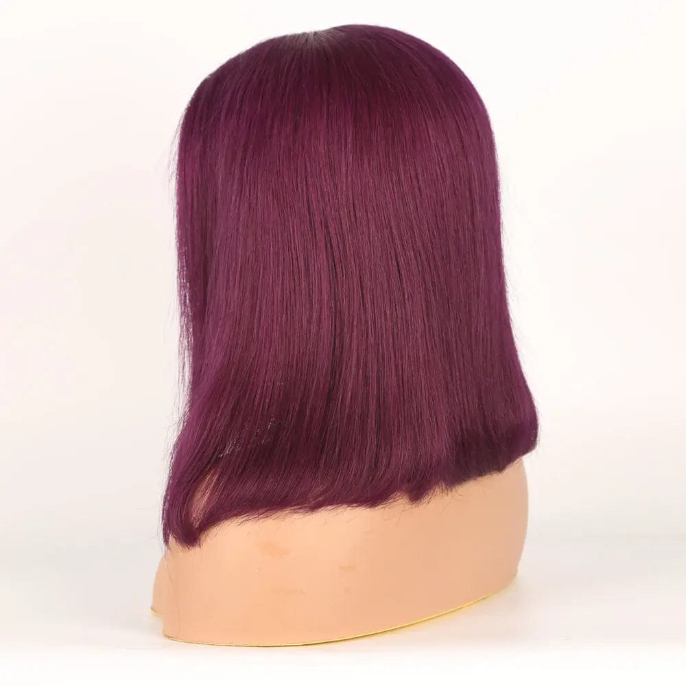 Purple Pink Brazilian Human Hair Bob Lace Wigs