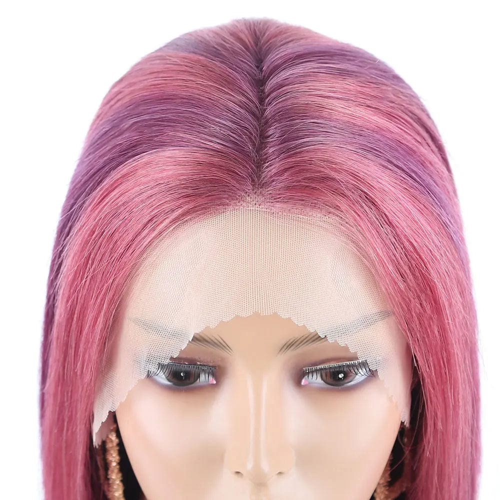 Purple Pink Brazilian Human Hair Bob Lace Wigs