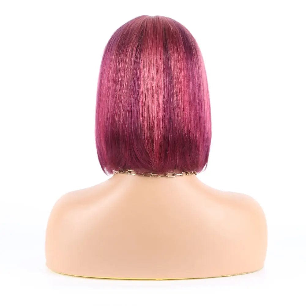 Purple Pink Brazilian Human Hair Bob Lace Wigs