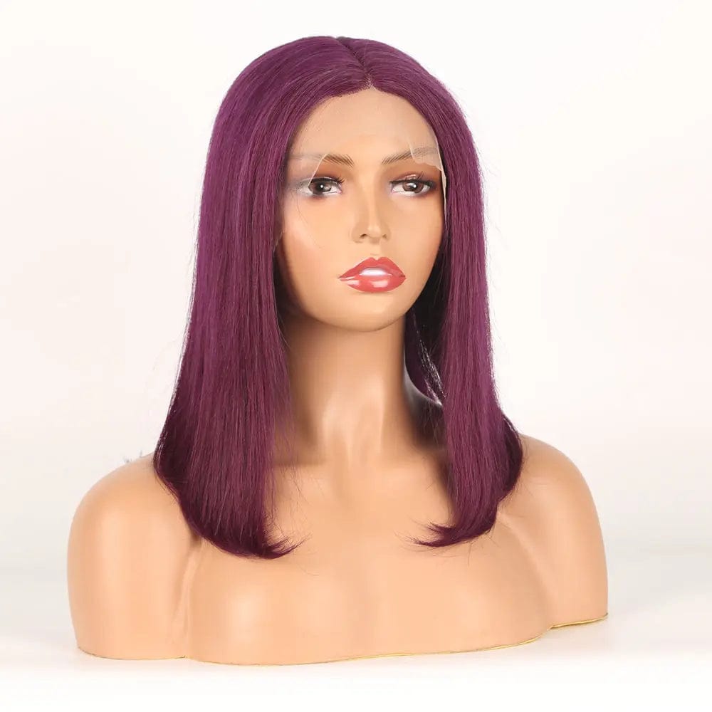 Purple Pink Brazilian Human Hair Bob Lace Wigs