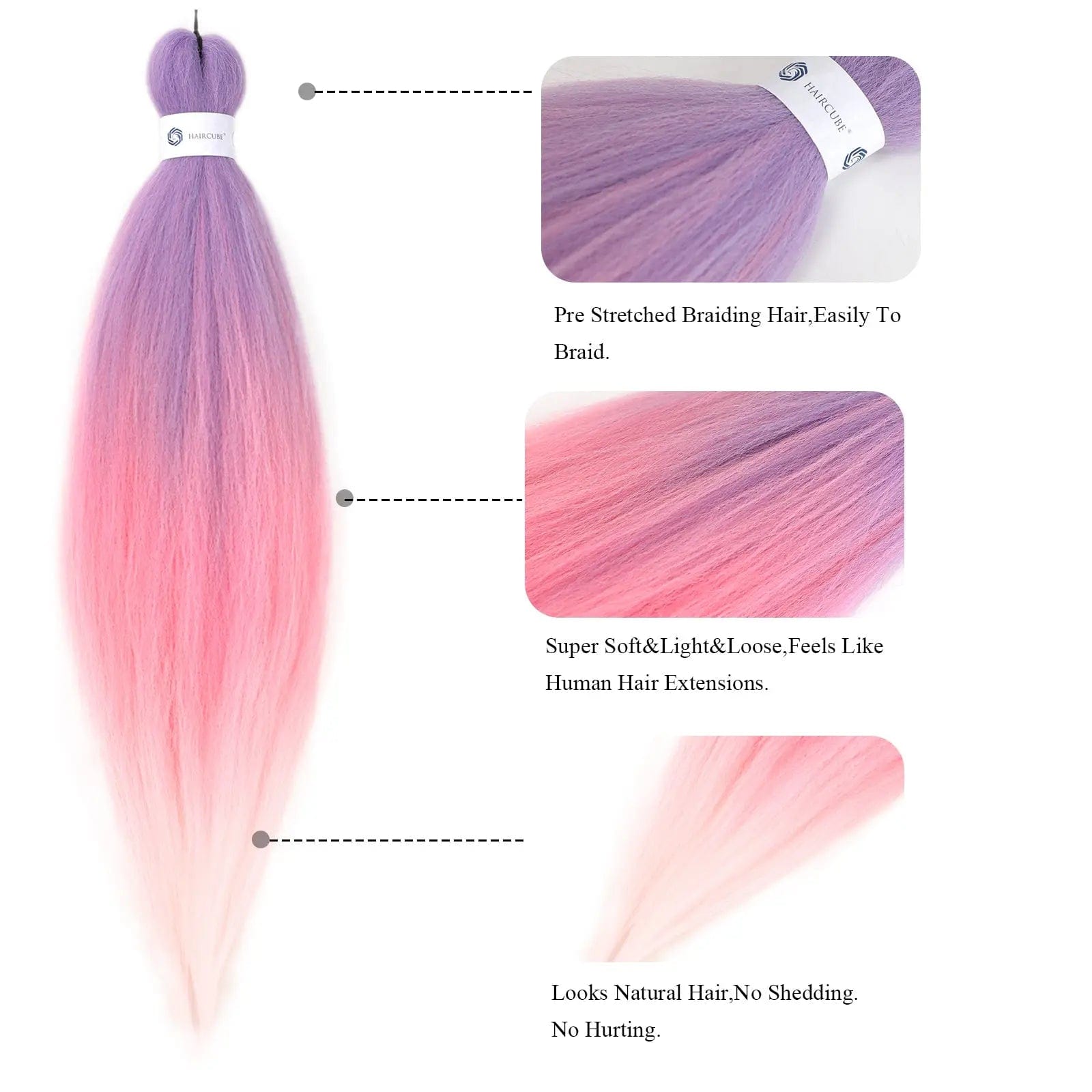 Purple Pink Ombre Jumbo Braids Hair Extensions Synthetic Hair Braids Yaki Straight Pre Stretched 0utre braiding hair