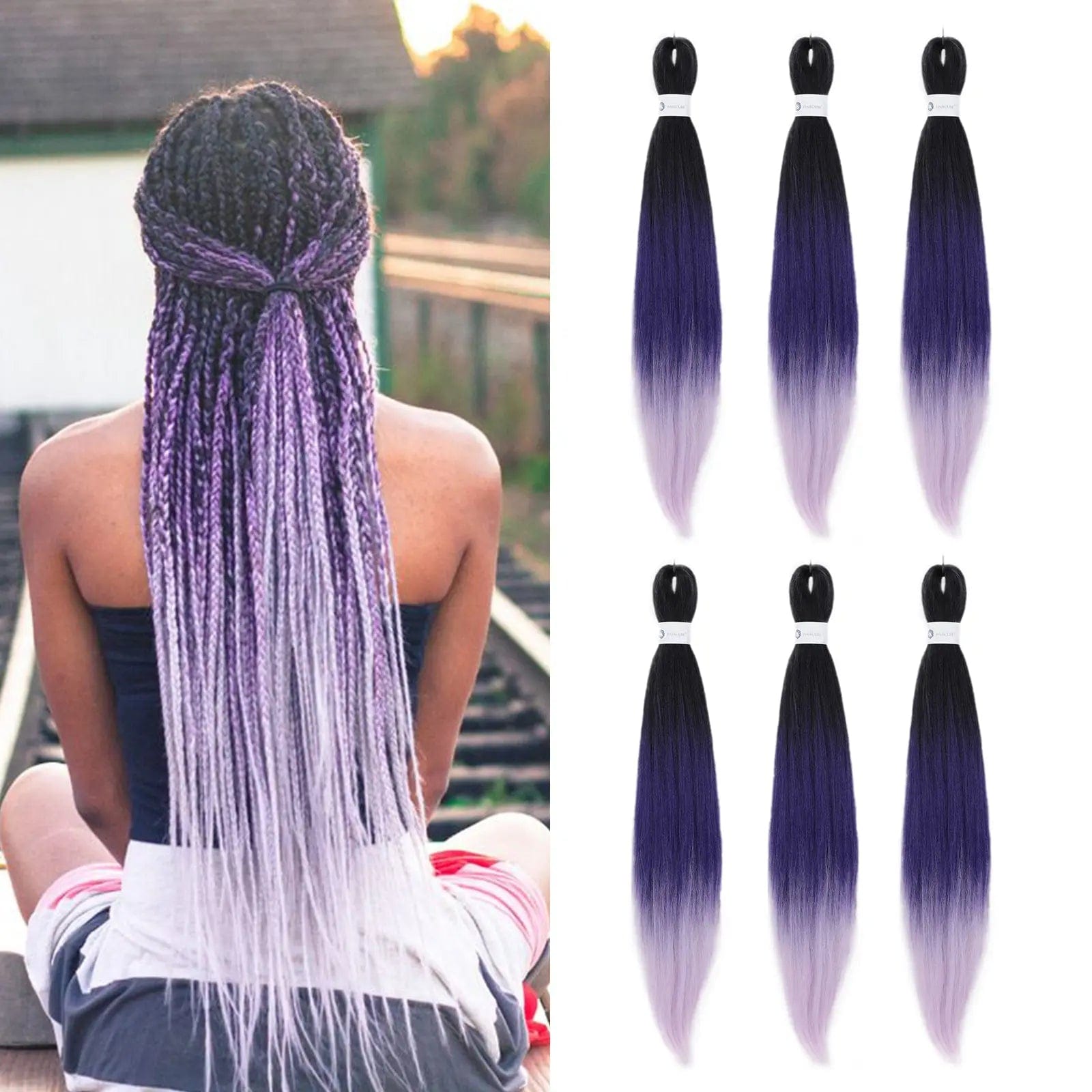 Purple Pink Ombre Jumbo Braids Hair Extensions Synthetic Hair Braids Yaki Straight Pre Stretched 0utre braiding hair