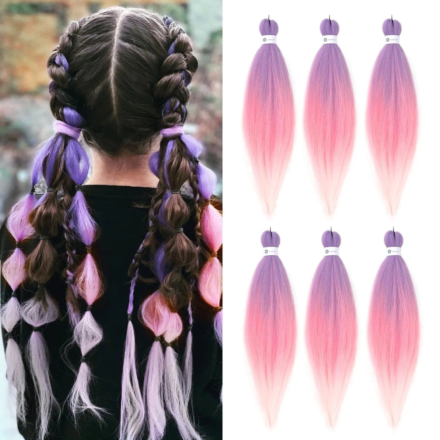 Purple Pink Ombre Jumbo Braids Hair Extensions Synthetic Hair Braids Yaki Straight Pre Stretched 0utre braiding hair