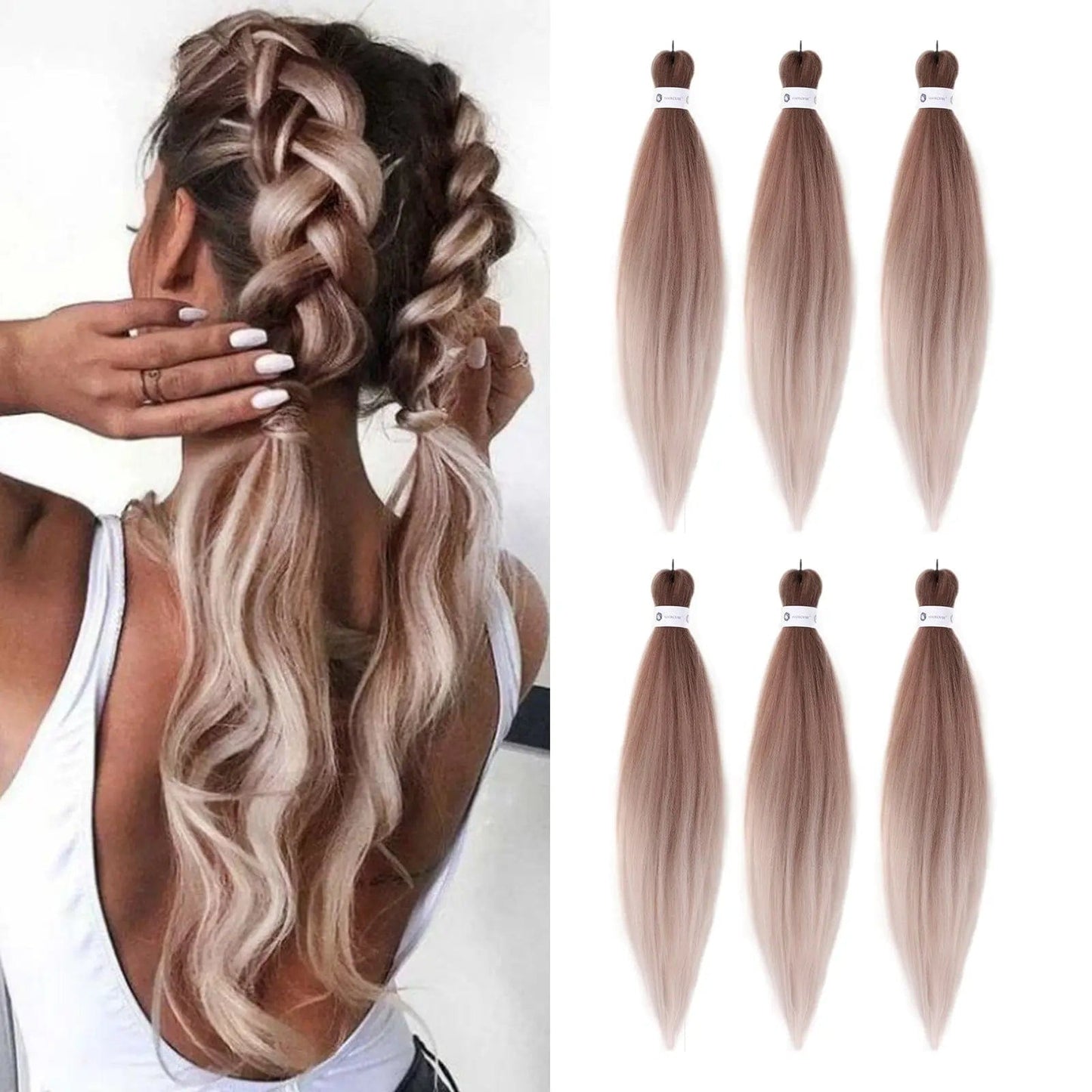 Purple Pink Ombre Jumbo Braids Hair Extensions Synthetic Hair Braids Yaki Straight Pre Stretched 0utre braiding hair