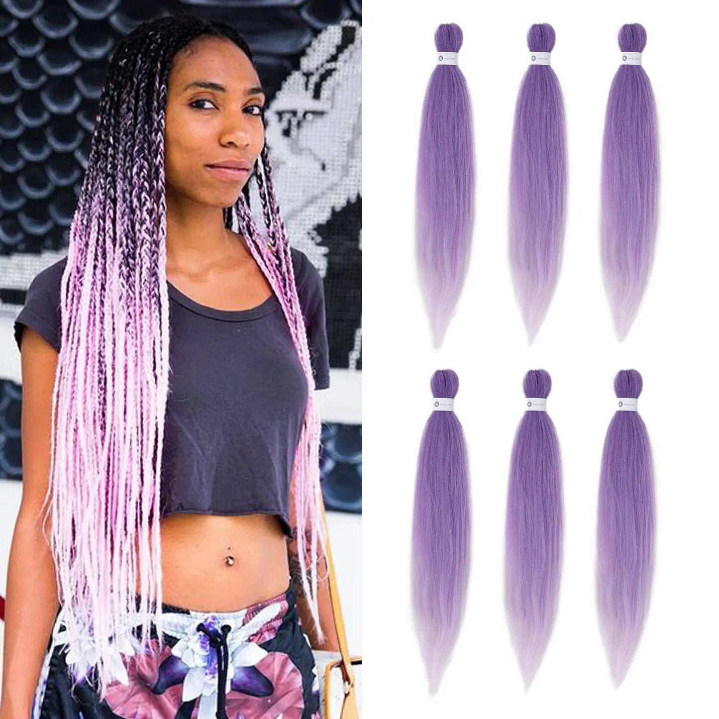 Purple Pink Ombre Jumbo Braids Hair Extensions Synthetic Hair Braids Yaki Straight Pre Stretched 0utre braiding hair