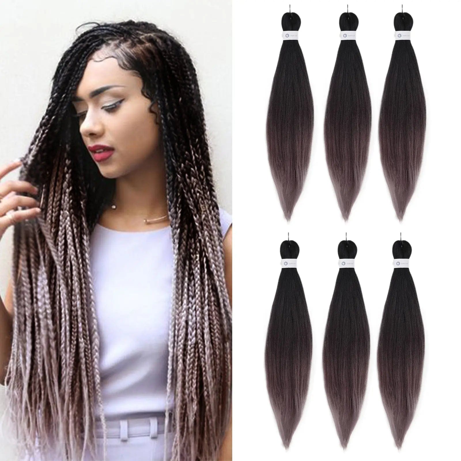 Purple Pink Ombre Jumbo Braids Hair Extensions Synthetic Hair Braids Yaki Straight Pre Stretched 0utre braiding hair