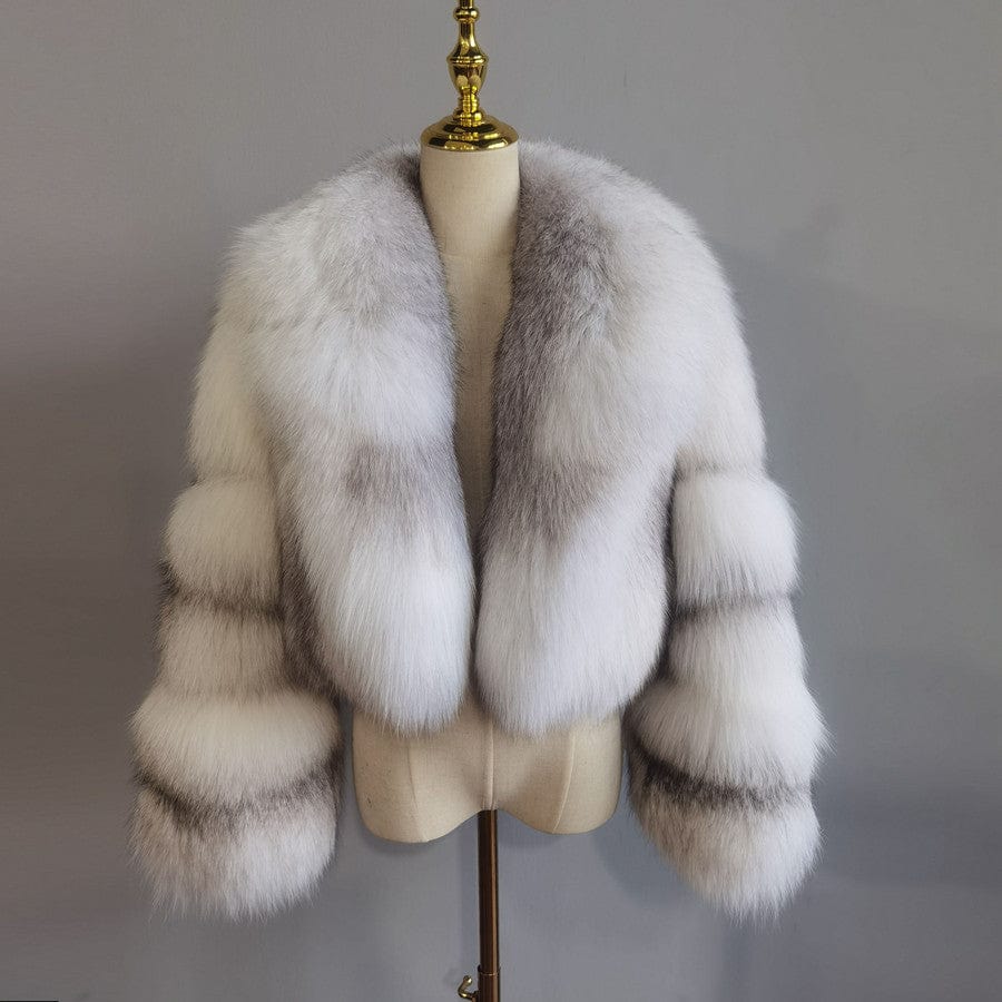 QIUCHEN QC21079 Fashion Winter Women's Plus Size Jacket Luxury Cropped Cross Real Silver Fox Fur Coats