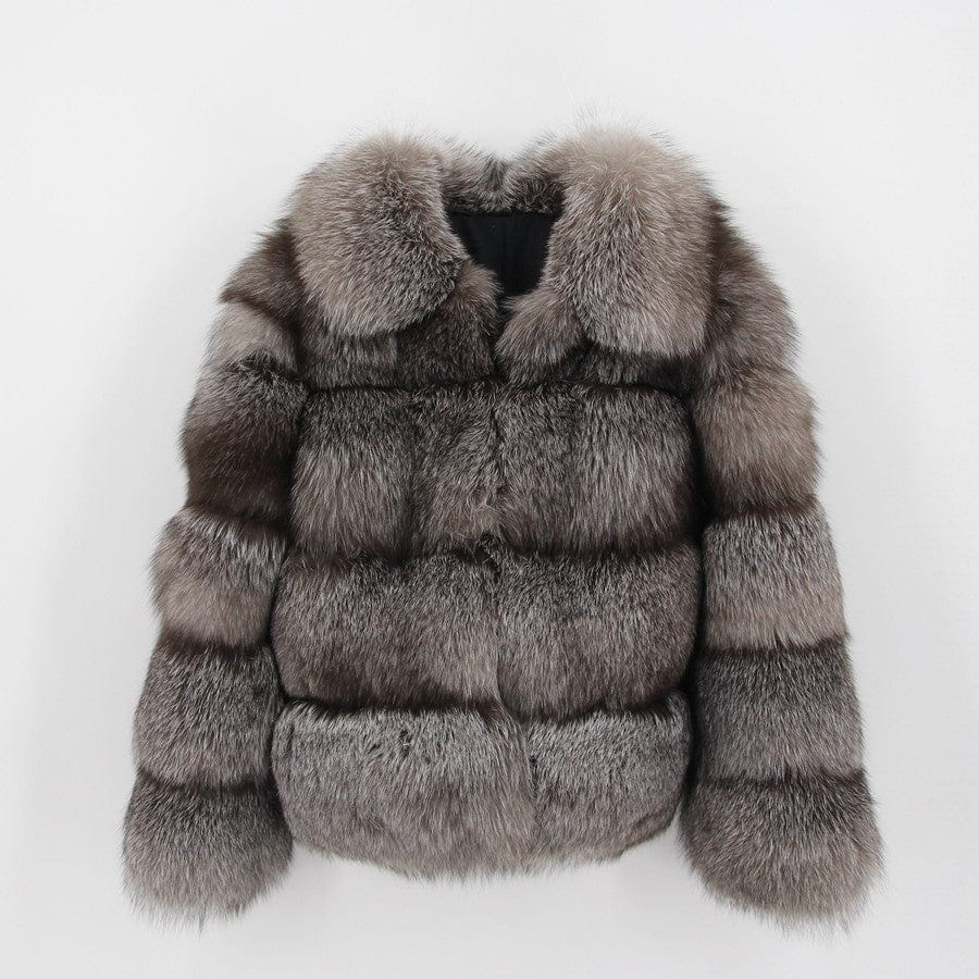 QIUCHEN QC21083 Fashion Design Winter WomenPlus Size Jacket Luxury Furry Warm Silver Fox Fur Coats