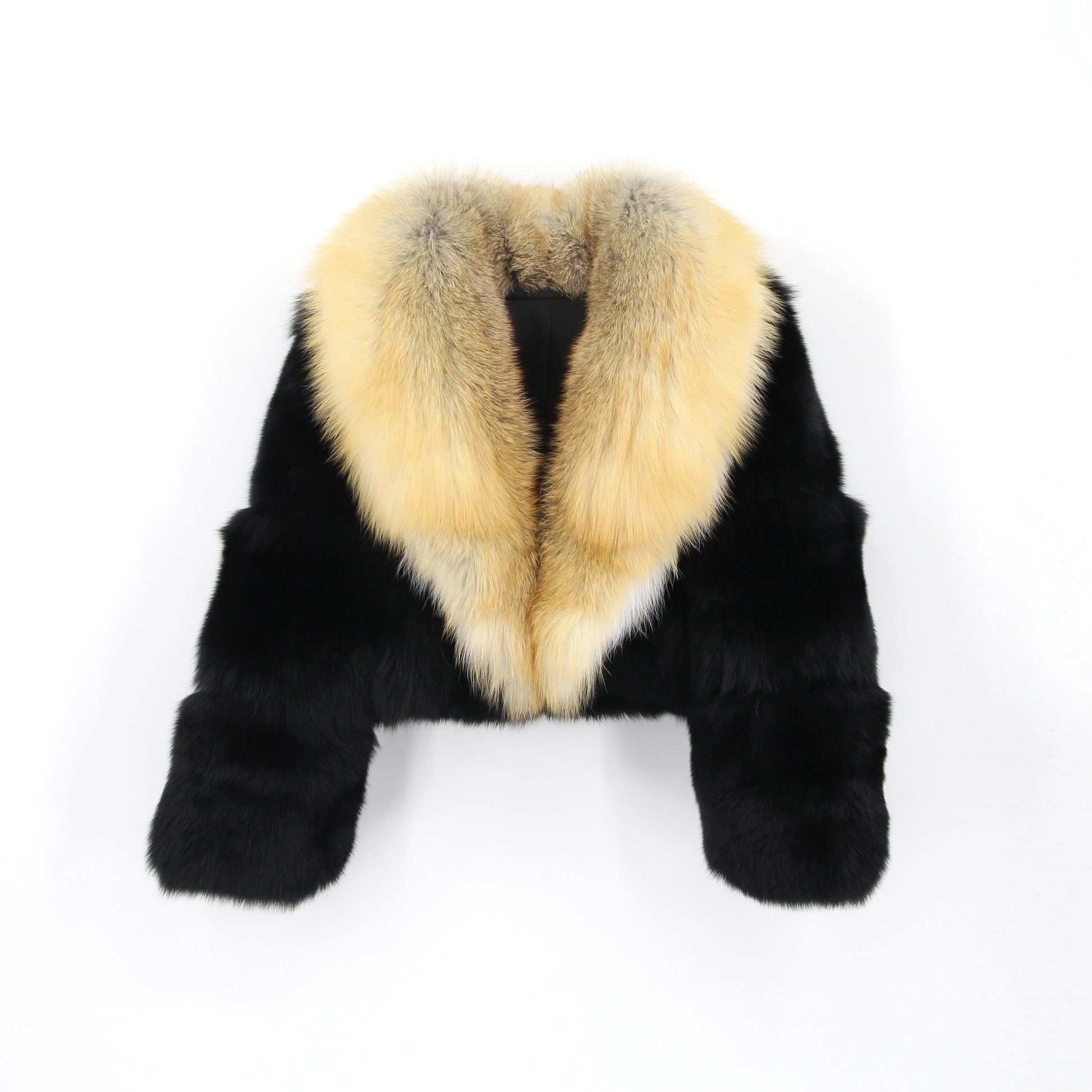 QIUCHEN QC22036 Ladies  Women Fashion Real Red Fox Fur Silver fox Fur Coat Winter Cropped Jacket