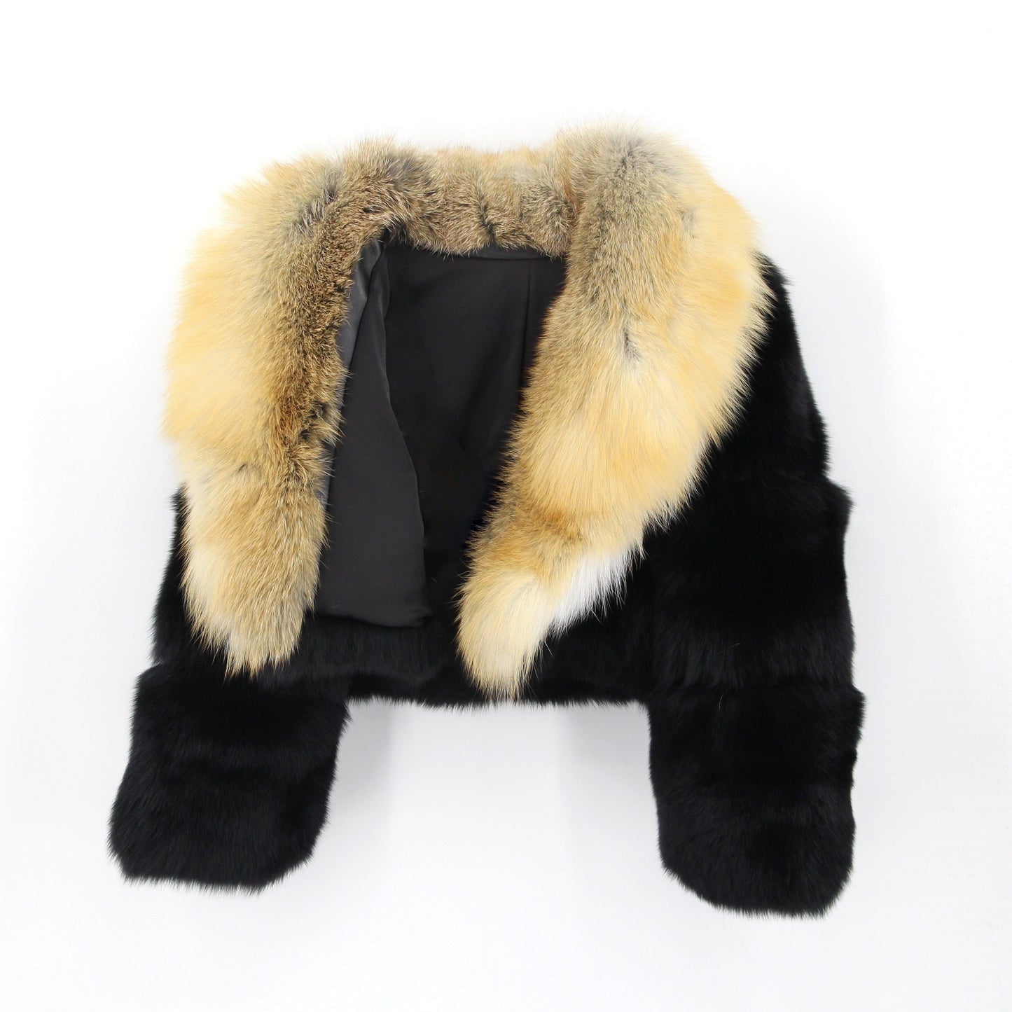 QIUCHEN QC22036 Ladies  Women Fashion Real Red Fox Fur Silver fox Fur Coat Winter Cropped Jacket