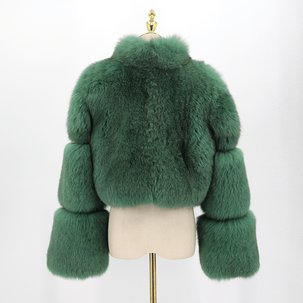 QIUCHEN QC22062 2022 New Luxurious Fluffy Women Fashion High Quality Fox Fur Coat Winter Warm Cropped Jacket