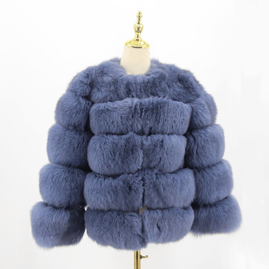 QIUCHEN- QC8081 winter women plus size real fox fur coat fluffy thick womens luxury fur jackets