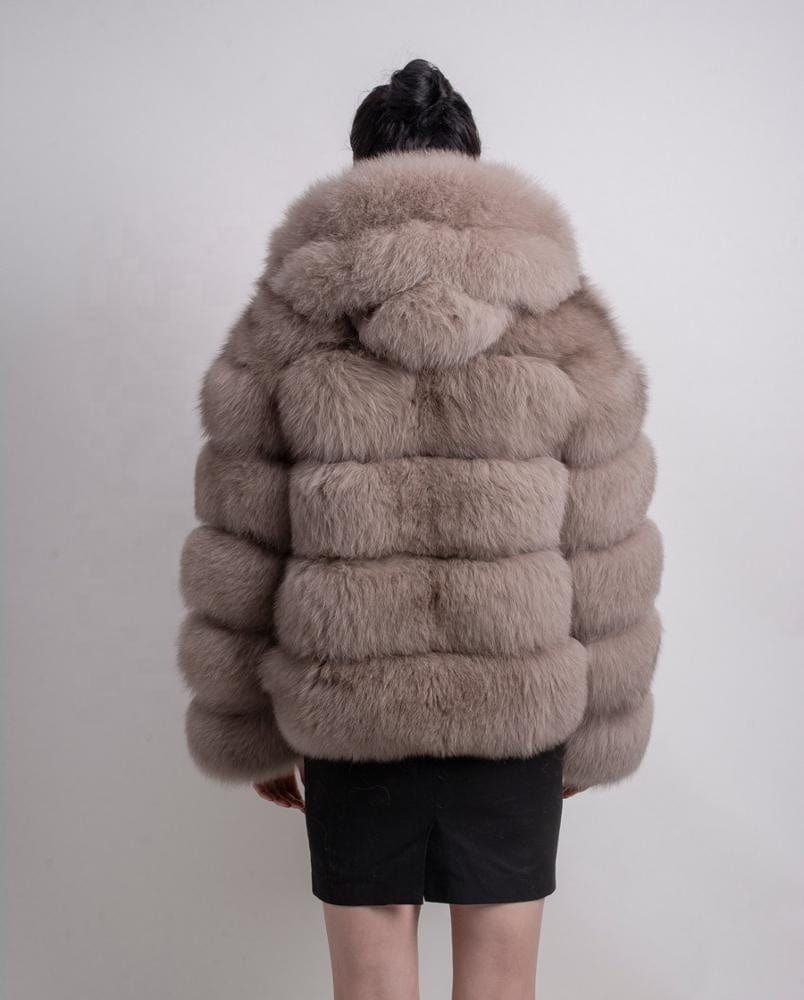 QIUCHEN-QC8143  arrival thick fur coat real fox fur jacket with hood stand collar outfit hoodies plus size coats fo