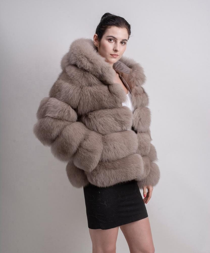 QIUCHEN-QC8143  arrival thick fur coat real fox fur jacket with hood stand collar outfit hoodies plus size coats fo